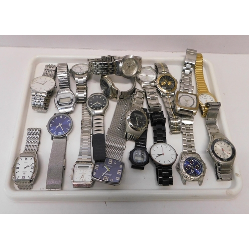 22 - Gentlemen's - silver tone & stainless steel wristwatches