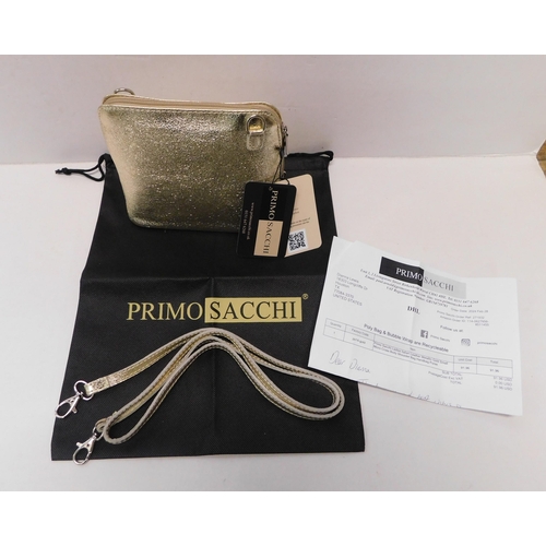 23 - Primo Sacchi - Italian leather/metallic gold cross body shoulder bag - RRP £75 - brand new