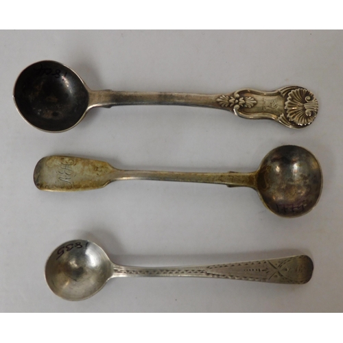 295 - Three/antique Georgian - Sterling silver hallmarked/ caddy spoons - dated 1775/1804 & 1835 - approxi... 