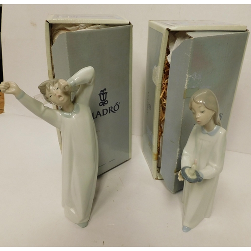 45 - Lladro - girl with candle & Boy Awakening/figures - boxed/no damage