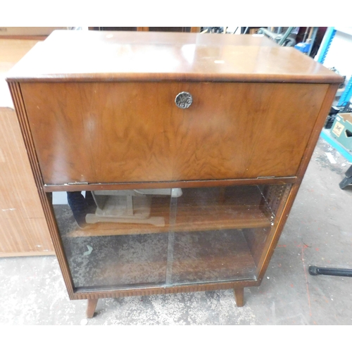 558 - Drop fronted display cabinet with glass doors