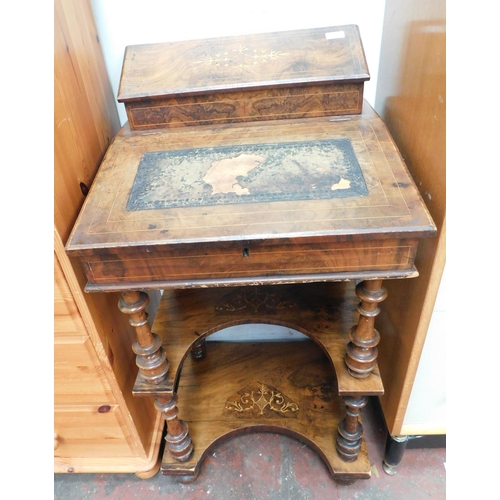 591 - Inlaid antique writing desk