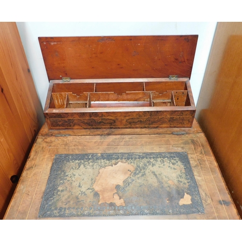 591 - Inlaid antique writing desk