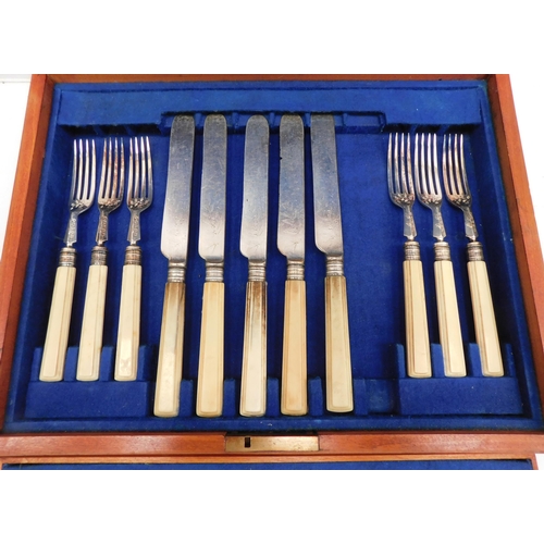 327 - Antique Victorian/canteen of cutlery - dated 1887/presented by Bingley Parish church