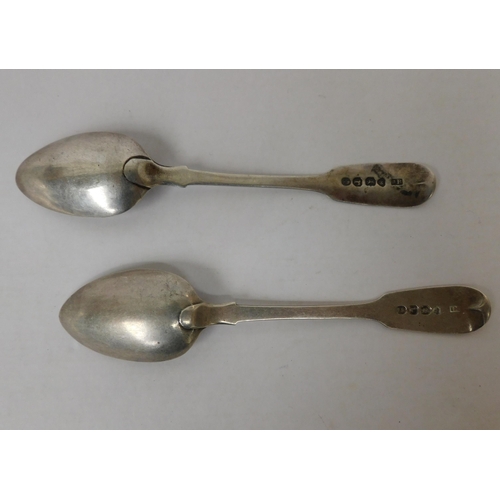 349 - Two/antique Georgian - Sterling silver hallmarked/teaspoons - dated 1785 & 1792/London - approximate... 