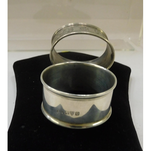 363 - Two - Sterling silver hallmarked/napkin rings - Chester & Birmingham - approximate combined weight 4... 