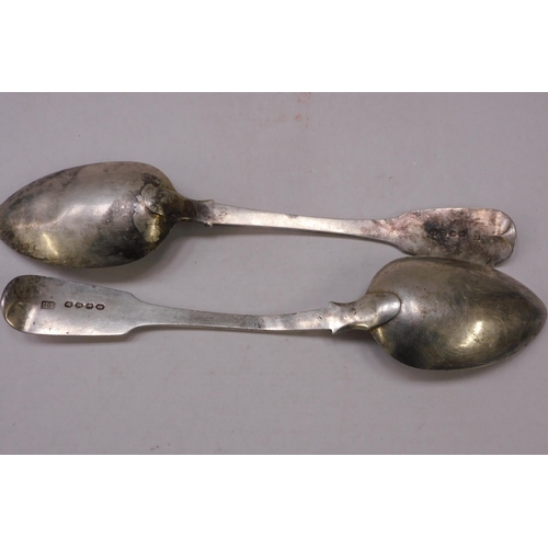 366 - Two/antique Georgian - sterling silver hallmarked/table spoons - London/1816 Maker IL - approximate ... 