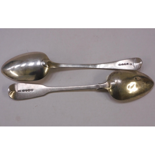 367 - Two/antique Georgian - Sterling silver hallmarked/table spoons - London/1813 & 1821 - approximate co... 