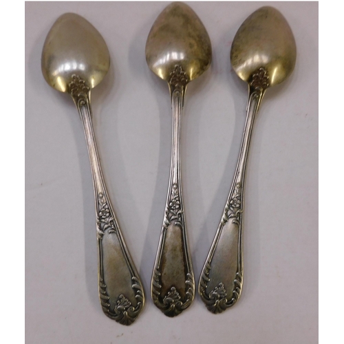 370 - Three - Continental silver/800 standard - dessert spoons/ approximate combined weight 145gs