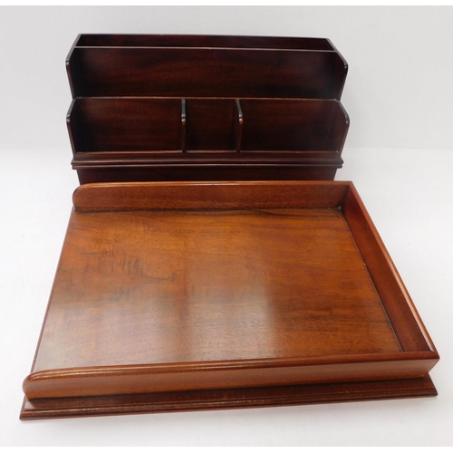 67 - Wooden - letter tray & desk tidy