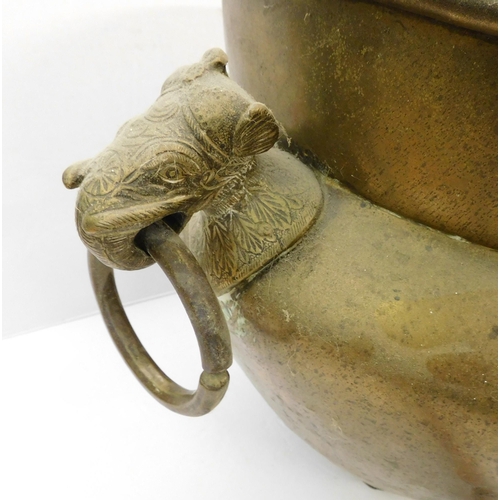 1 - Indian brass/handled planter - & copper/brass postal horn