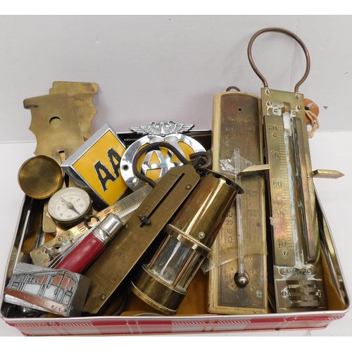 156 - Antique & vintage/items - including compass & car badges