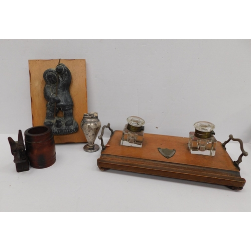 157 - Antique & vintage/items - including ink well stand
