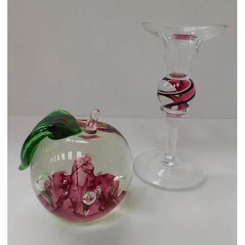 101 - Glass candlestick & Caithness/windfall paperweight