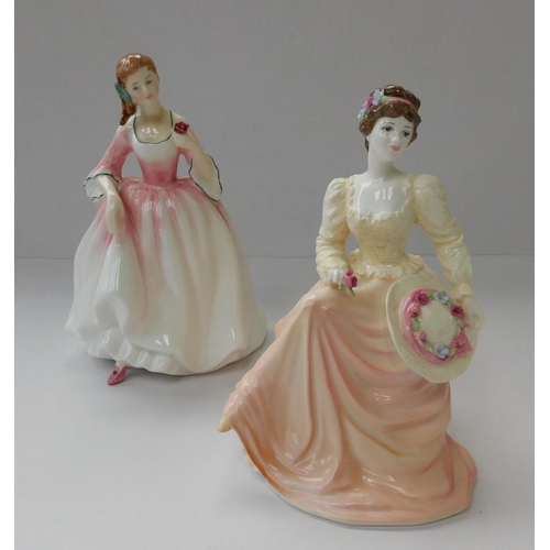 102 - Royal Doulton & Coalport figures - no damage