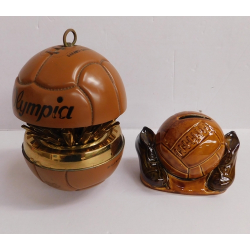 117 - Pull up/soccer ball cigarette case - & Szeiler money box football & boots