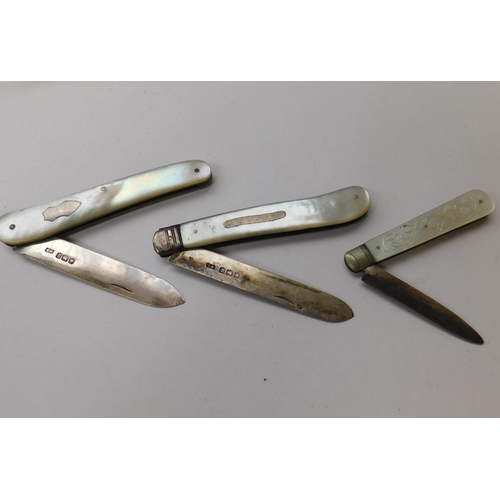 187 - Sterling silver/MOP - fruit knives