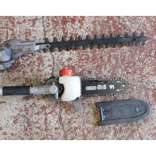 504 - Titan petrol multi-tool with chain saw and hedge trimmer (unchecked)