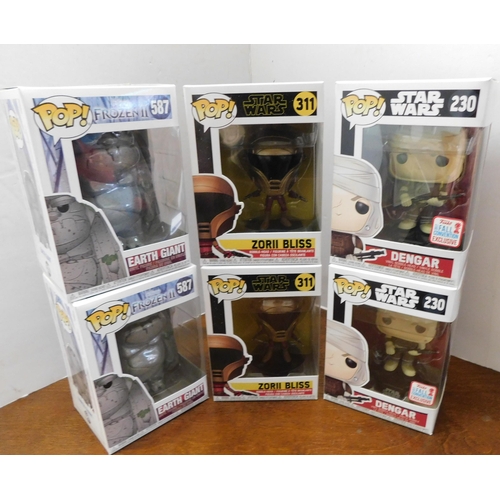 521 - 6x new and boxed Funko Pops - 587 Earth Giant, 311 Zorii Bliss and 230 Dengar