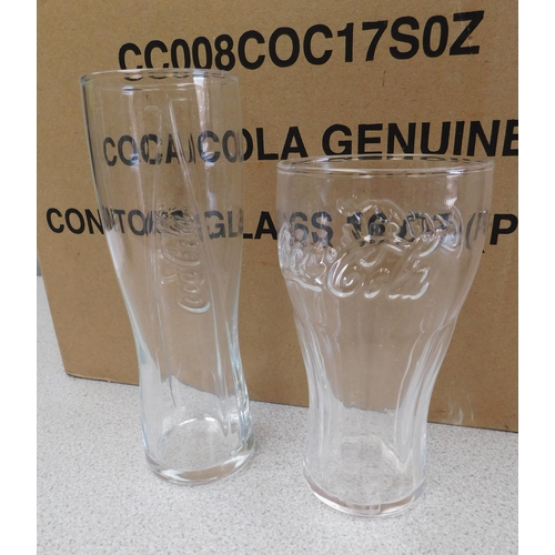 547 - 12 Coca Cola glasses 1/2 pint tall - two boxes, 24 in total