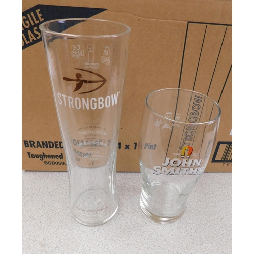 548 - 24x Strongbow pint glasses and 24x John Smiths pint glasses