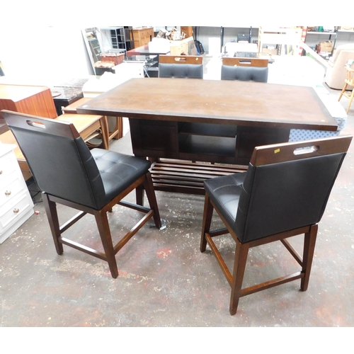 567 - Breakfast bar style table with 4 high swivel chairs