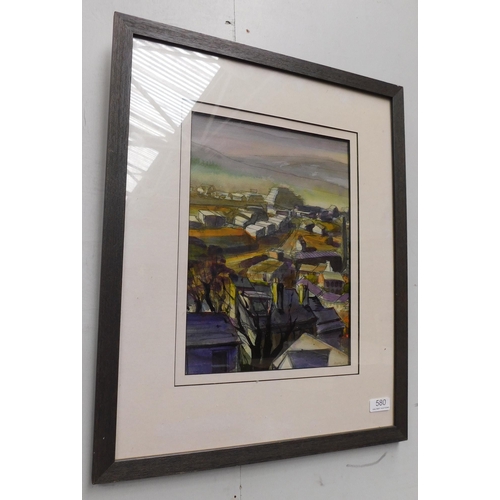 580 - Framed original artwork 'View Over Bingley' by Andrea Ellis