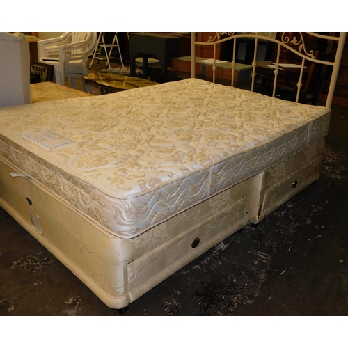 595 - Double divan bed with mattress and headboard