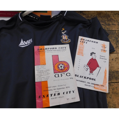 81 - Three Bradford City shirts - flag, books & match programs