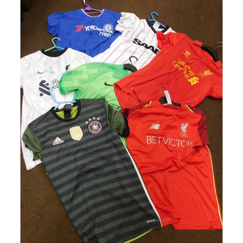 88 - Seven/football shirts including - Liverpool/Manchester City/Chelsea & Germany