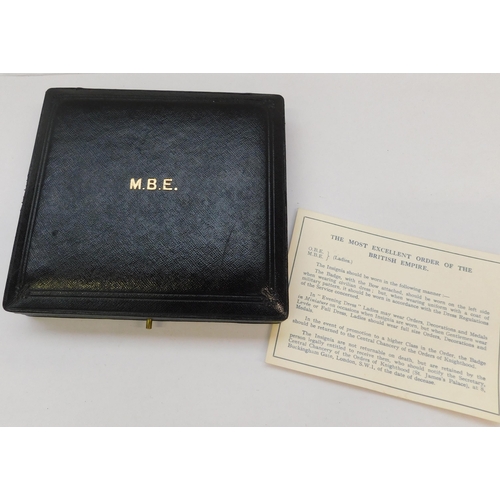 114 - 'The Most Excellent Order of the British Empire MBE' ladies shoulder badge in Royal Mint case