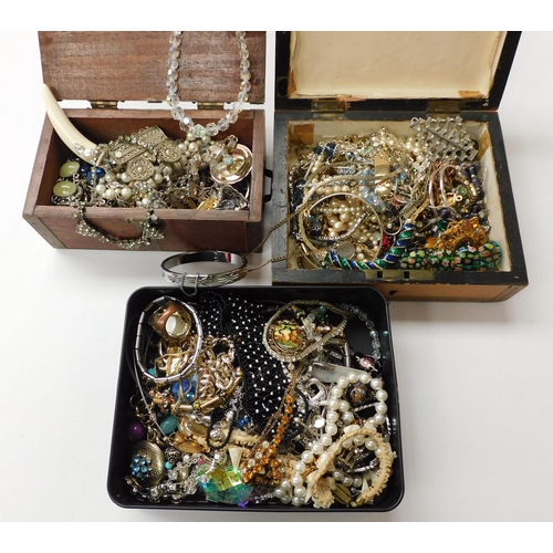 179 - Three boxes of costume jewellery