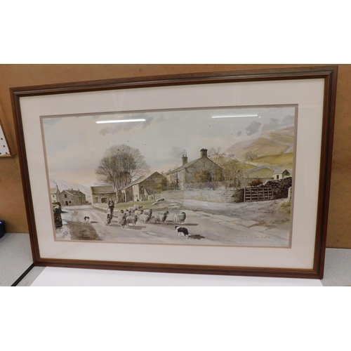 180 - Large framed Yorkshire scene print by Alan Ingham - approx. 37