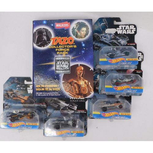 184 - Tazo Collectors Force pack - special edition Star Wars trilogy and 5x Hotwheels Star Wars diecast ve... 