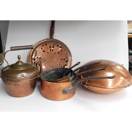 189 - Selection of copper kitchenware - incl. graduated pans etc.