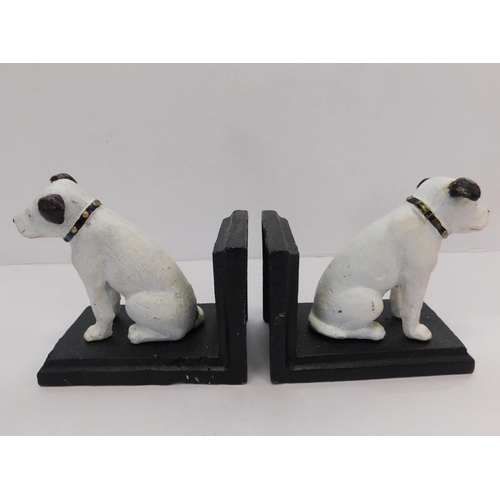 16 - Pair of HMV style dog bookends - cast iron