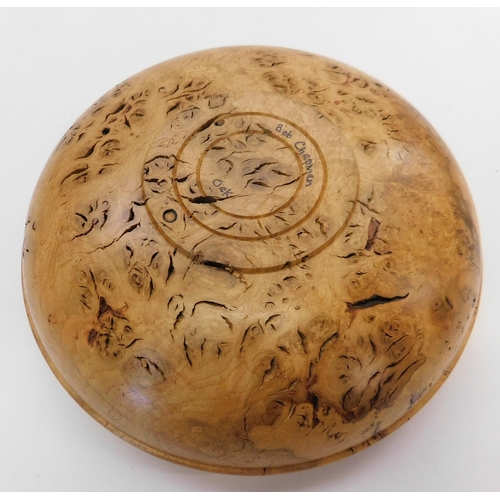 205 - Burr oak wood - turned bowl by Bob Chapman - approx. 22cm