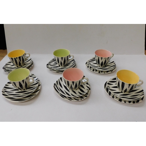 218 - 1950 Kelsboro-ware 'Zebra' print trios