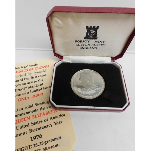 255 - Pobjoy Mint Queen Elizabeth II USA honour bicentenary year 1976 silver proof weight - weight 28.6g, ... 