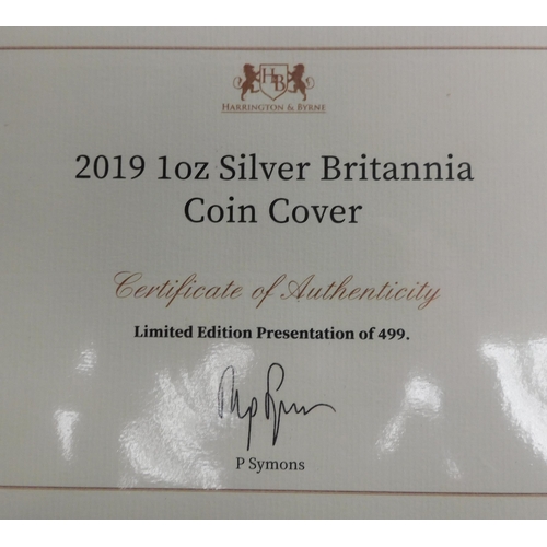 261 - Harrington and Byrne 2019 1oz silver Britannia coin cover 116/499