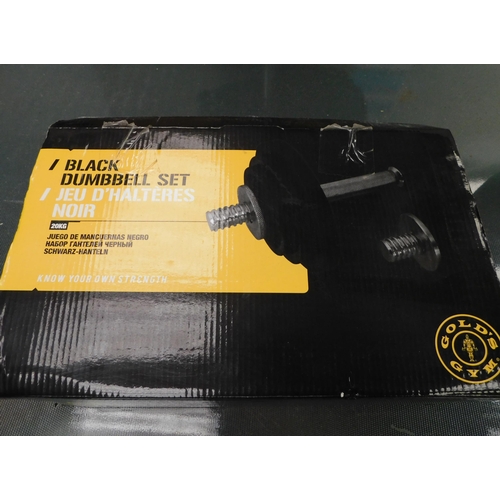 338 - Gold's Gym - complete black dumbbell set, 20kg in total