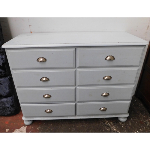 446 - Painted pine eight drawer set of bedroom drawers