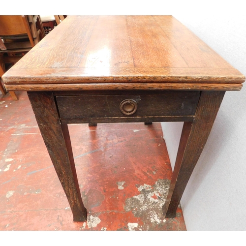 455 - Oak antique opening table with drawer - needs attention