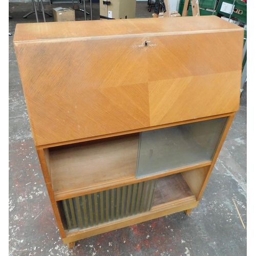 471 - Mid century Bureau with sliding glass doors