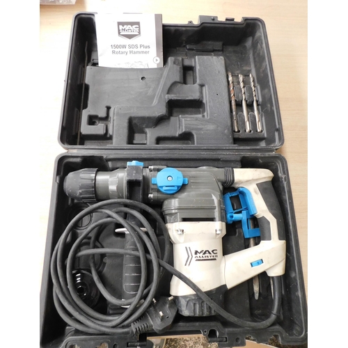 486 - Cased MacAllister 1500W SDS - plus rotary hammer drill W/O