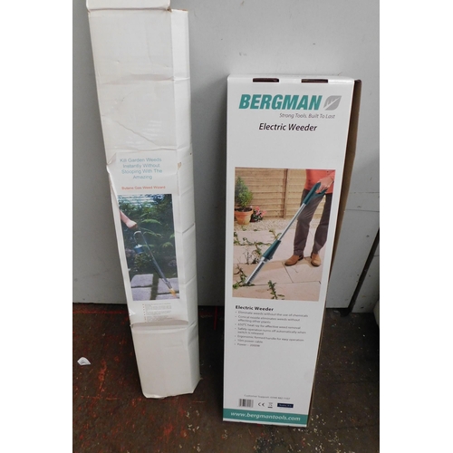 489 - Boxed butane weed gun and boxed Bergman electric weeder - both W/O