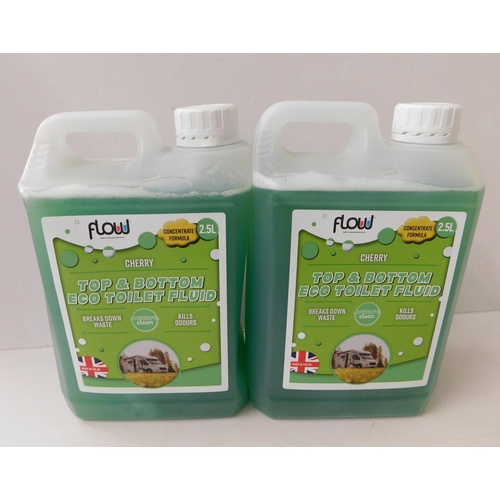 495 - Two 2.5L Flow caravan top and bottom eco toilet fluid - cherry