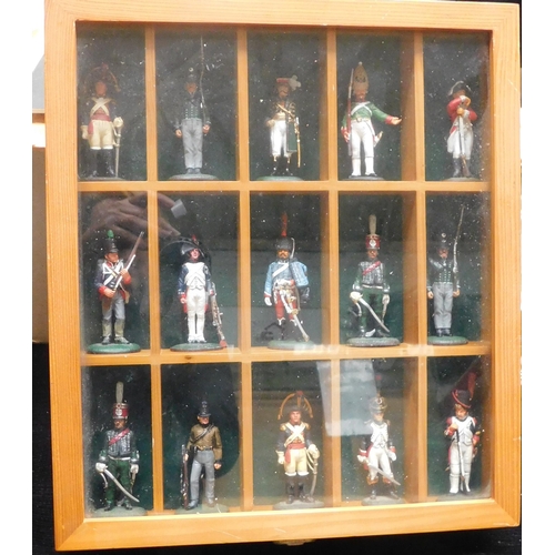 94 - Fifteen Del Prado metal figures with display case