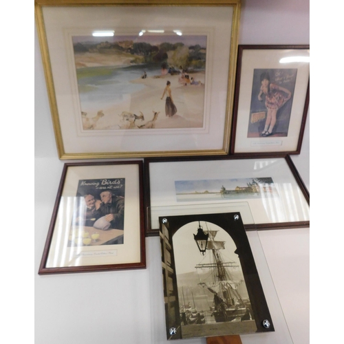 95 - Five framed prints - incl. Russel Flint and limited edition Adverts