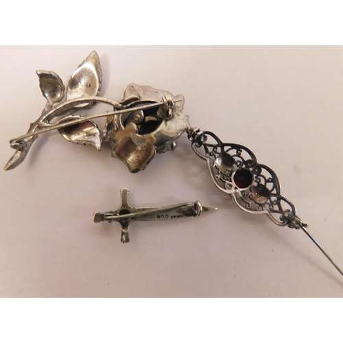 114A - Three sterling silver brooches